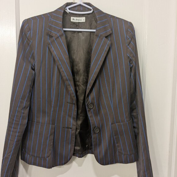 Ben Sherman Jackets & Blazers - Ben Sherman S Brown Blue Women's Pinstripe Business Blazer